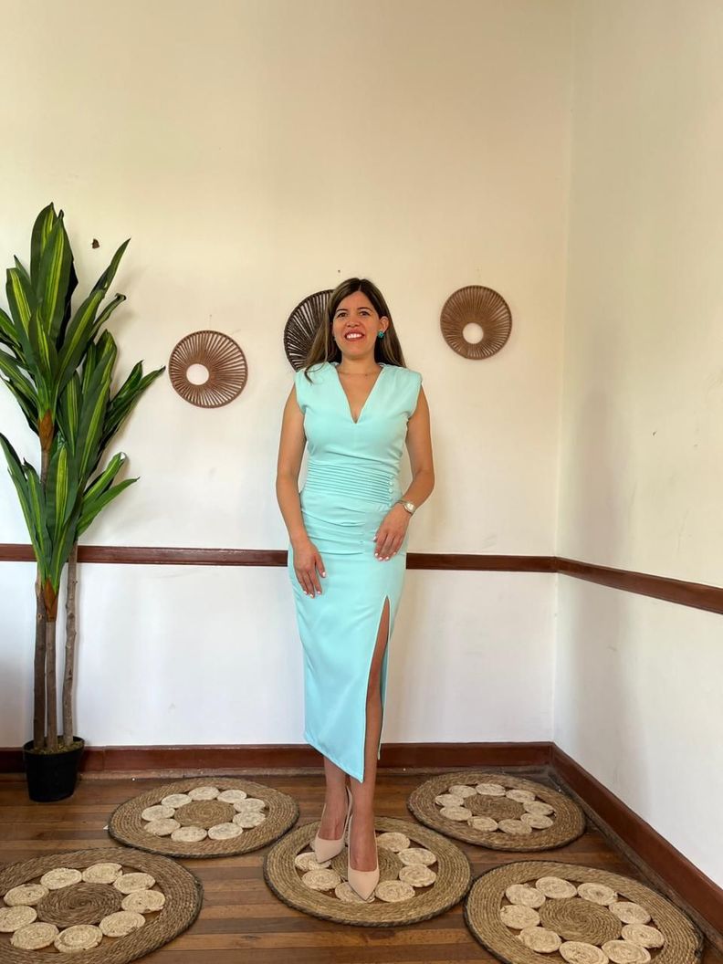 Vestido Midi Frunces Verde Menta-2