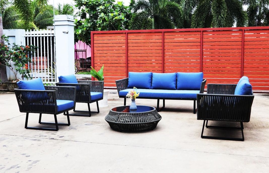Juego de Terraza Cuerda Nautica Plana 6 Piezas Gris Oscuro-5