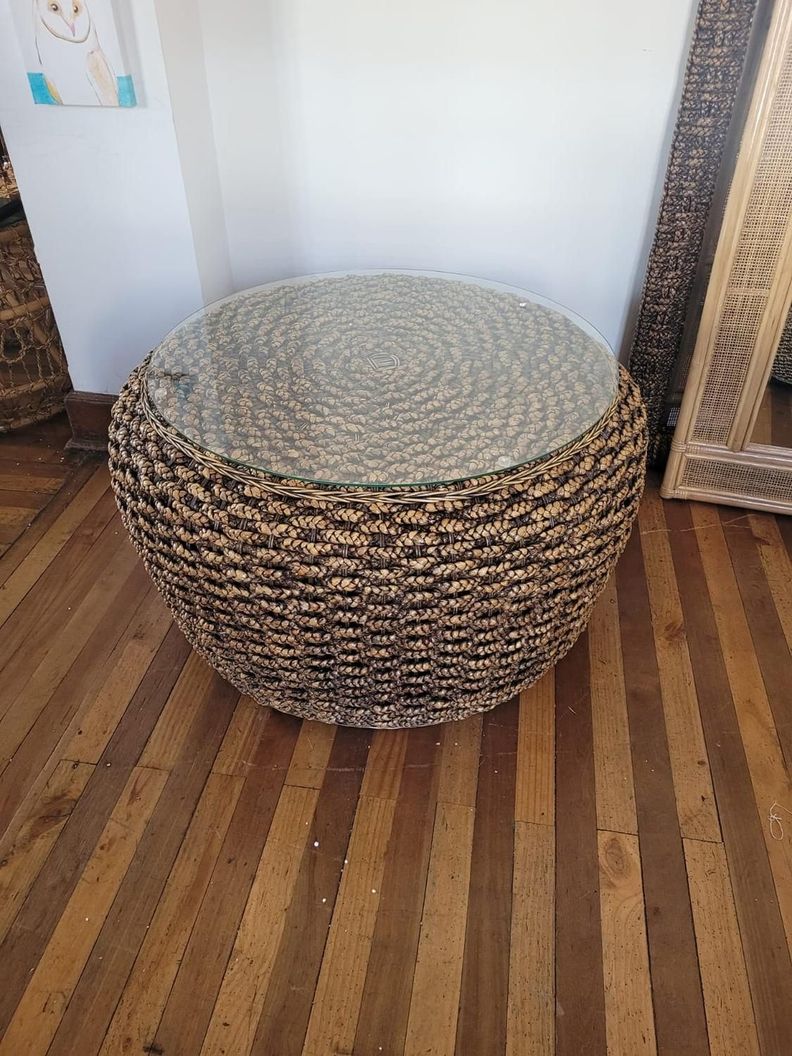 Mesa de Centro Circular Rattan Natural Bali-1