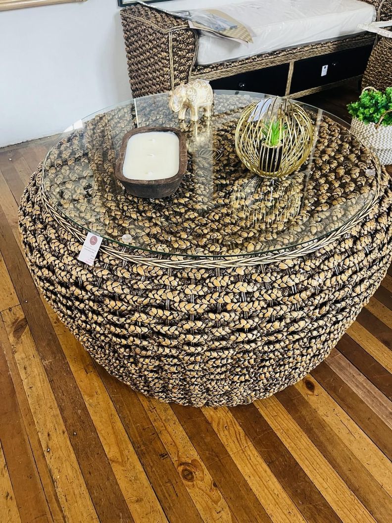 Mesa de Centro Circular Rattan Natural Bali-0
