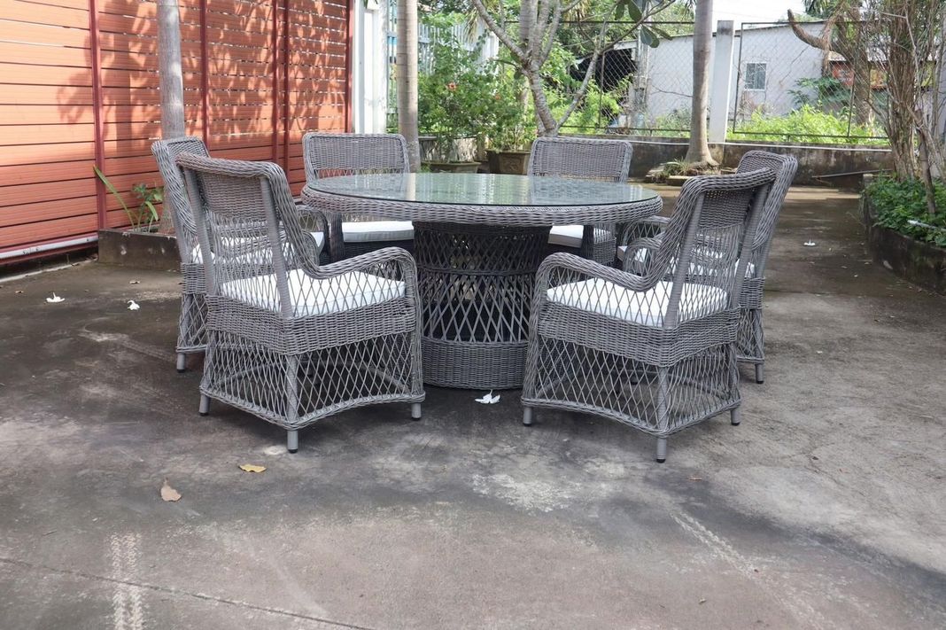 Comedor Redondo 6 Personas Rattan Polivinílico de Exterior (Reserva)-0