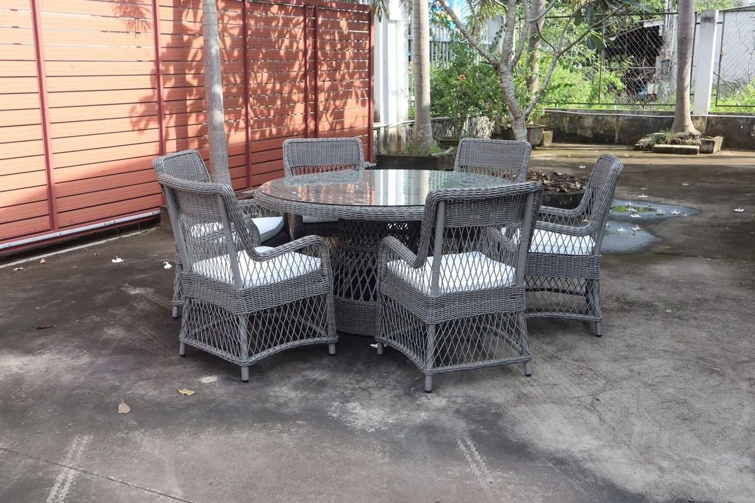 Comedor Redondo 6 Personas Rattan Polivinílico de Exterior (Reserva)-1