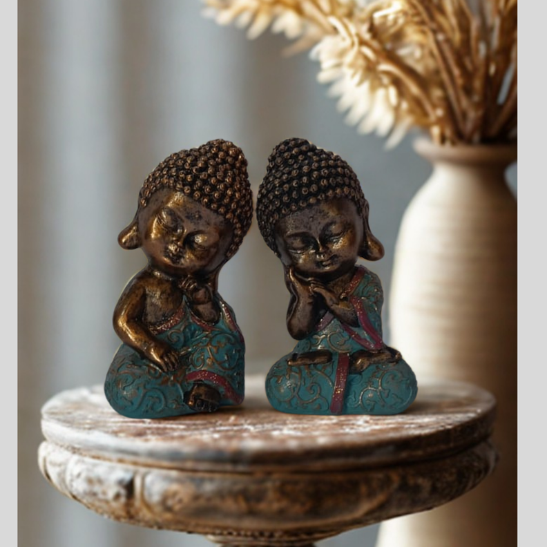 Set de 2 Mini Buda Bronce Derecha e Izquierda Dorado 13