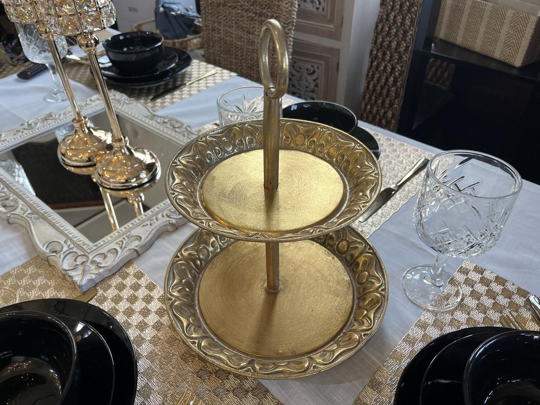 Bandeja de 2 Pisos en Dorado-0