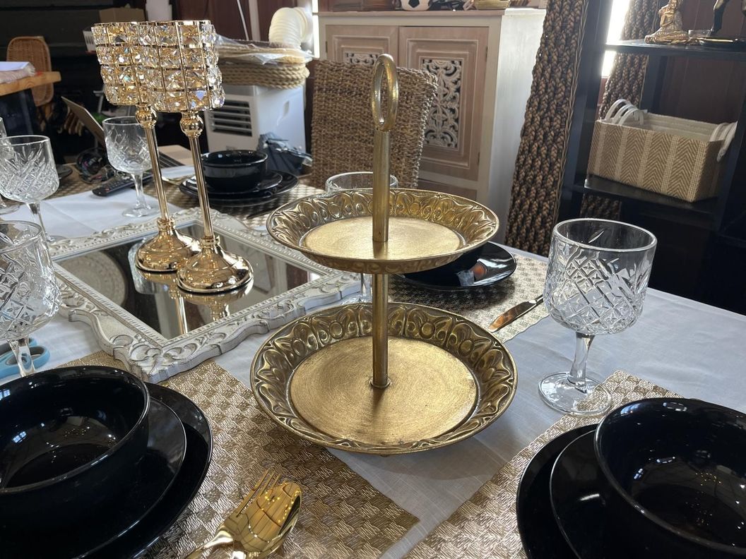 Bandeja de 2 Pisos en Dorado-1