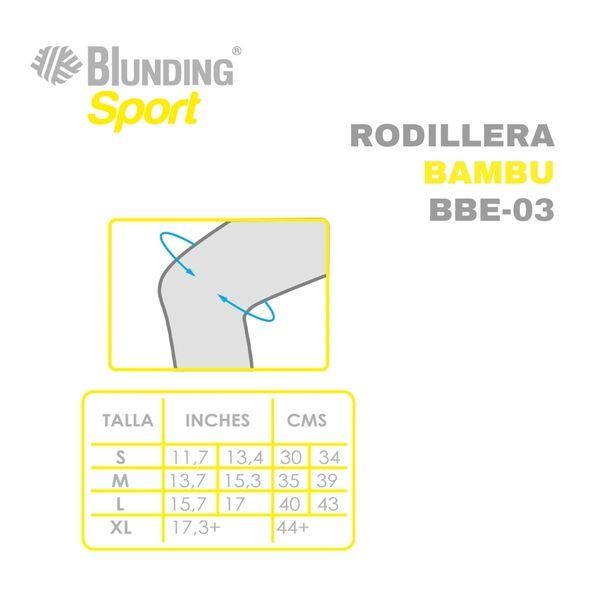 Rodillera, rodilla elástica en tela de Bambú Talla S-Blunding-2