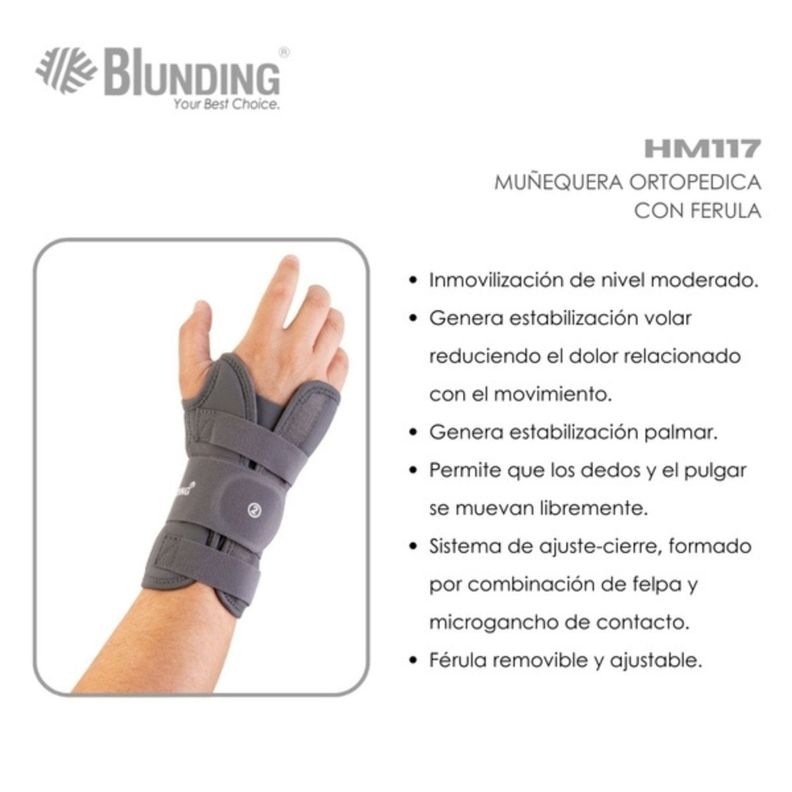 Muñequera Ortopedica Con Ferula Derecha Talla M-Blunding-1