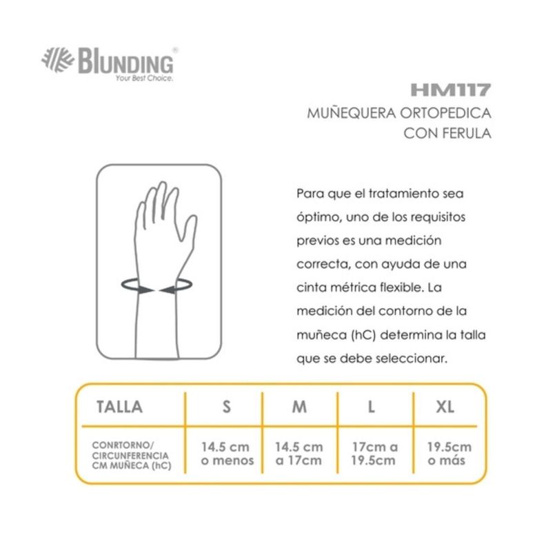 Muñequera Ortopedica Con Ferula Derecha Talla M-Blunding-2