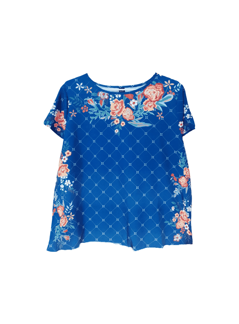 Blusa con Estampado Floral Multicolor Manga Corta-0