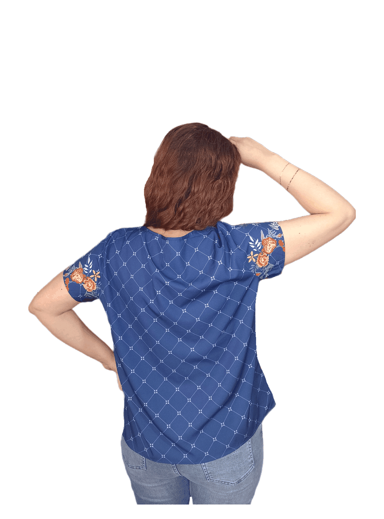 Blusa con Estampado Floral Multicolor Manga Corta-3