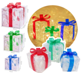 SET 3 CAJAS REGALO NAVIDAD TRANSPARENTE BS-79A-1
