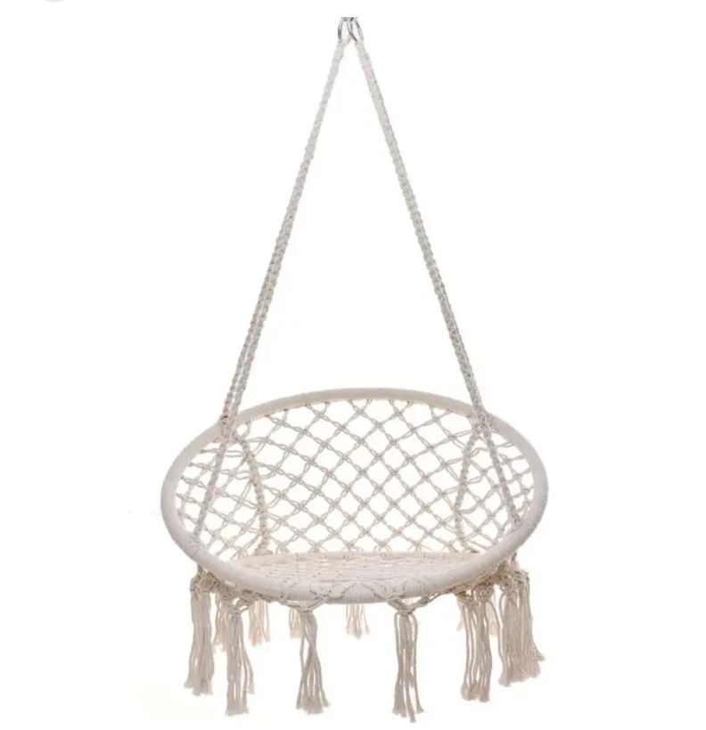 Silla Hamaca Colgante Columpio Tejido para Interior y Exterior-1