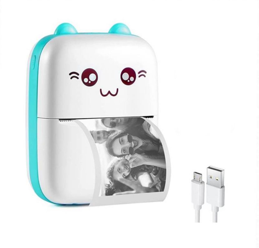 Mini impresora térmica de bolsillo celeste-1