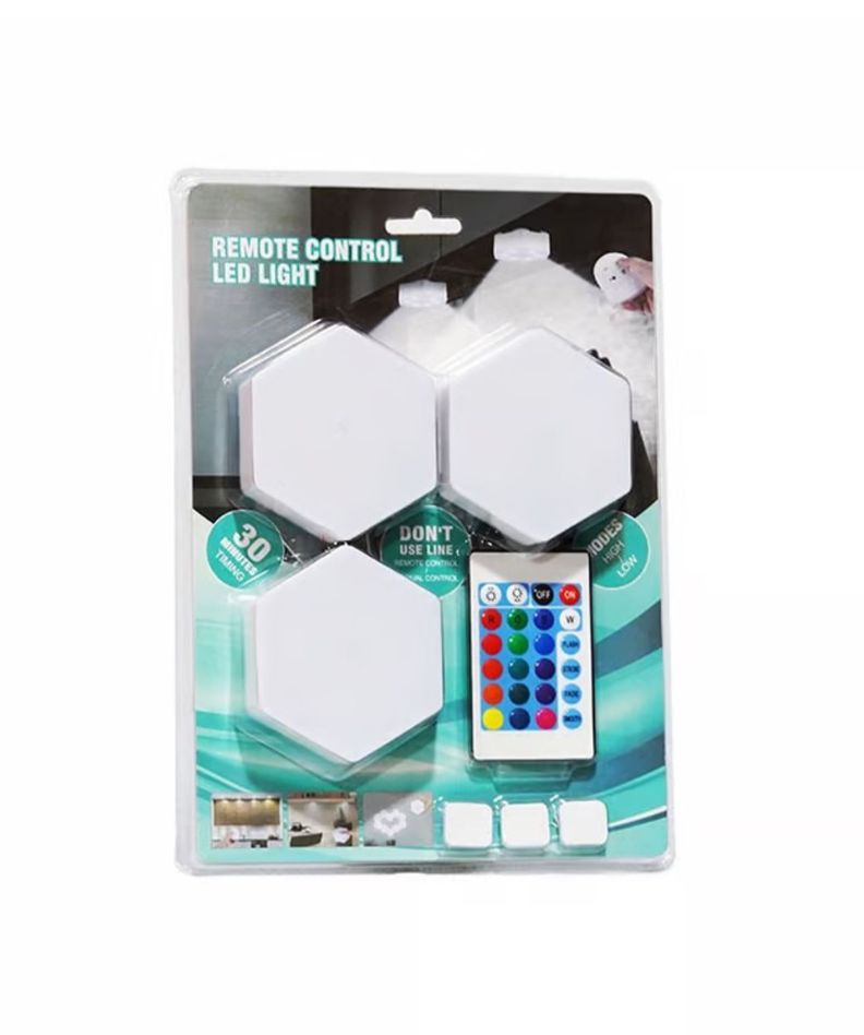 Luces led hexagonales pared control remoto-0