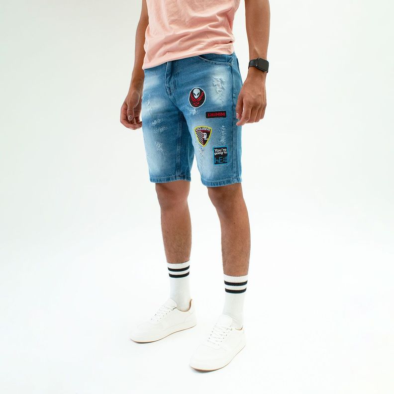Bermuda Denim Destroyer y Parches-2