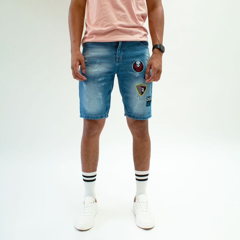 Bermuda Denim Destroyer y Parches-1