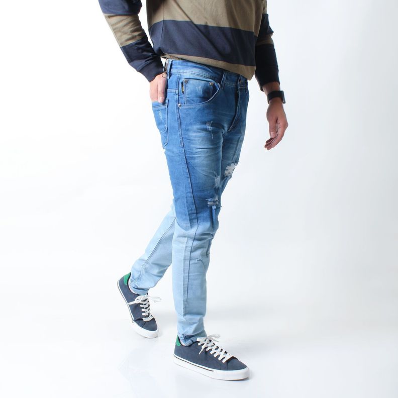 Jean Skinny Azul Claro Destroyer para Hombre-2