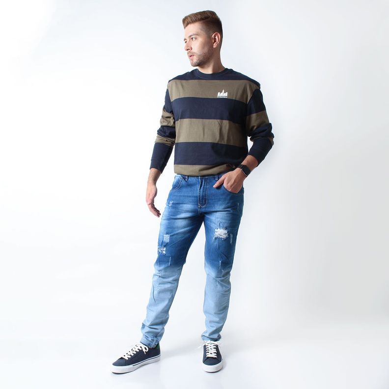 Jean Skinny Azul Claro Destroyer para Hombre-3