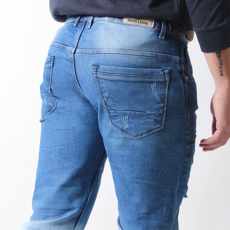 Jean Skinny Azul Claro Destroyer para Hombre-1