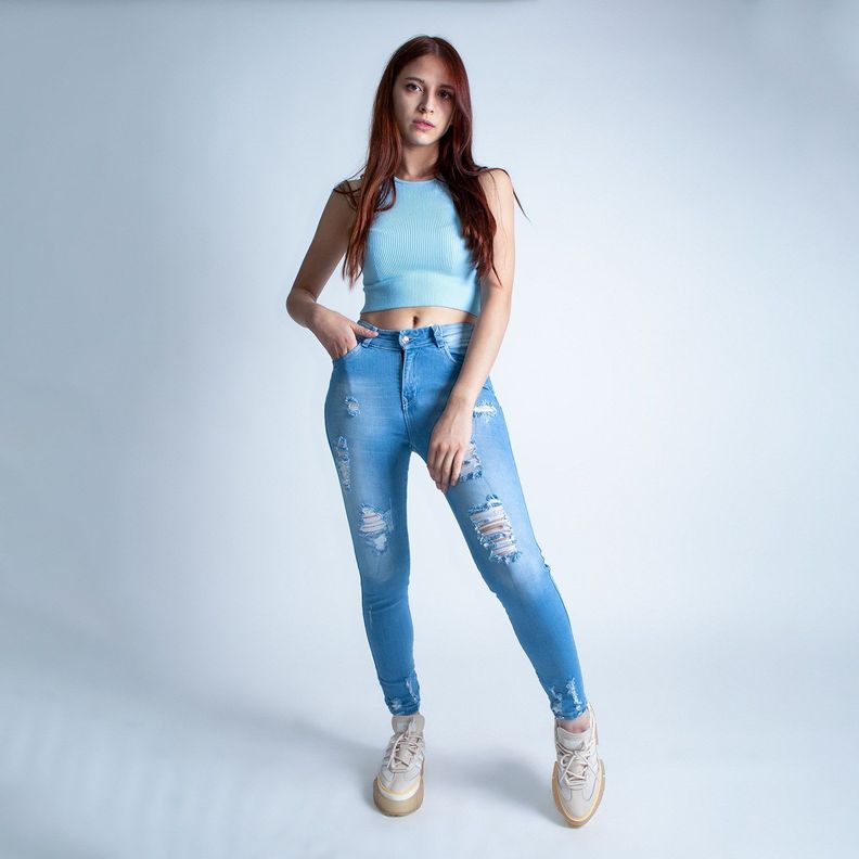 Jean Mujer Skinny Tiro Alto Destroyer-1