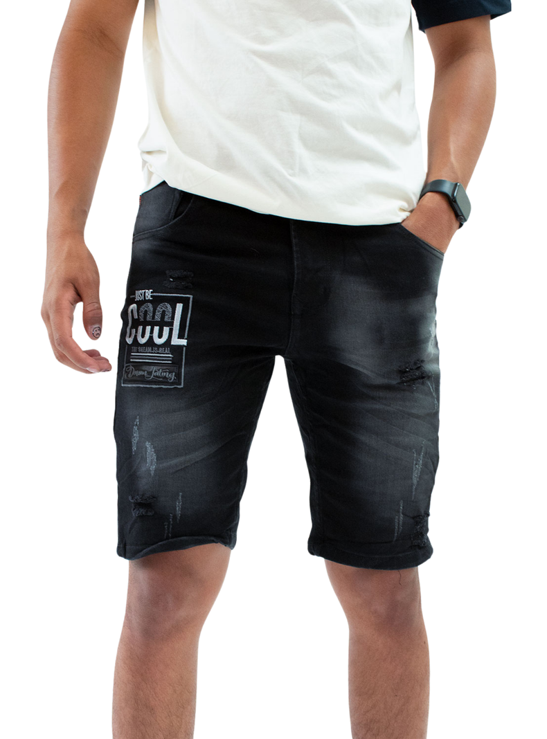 Bermuda Gris Denim Con Bordado y Elasticidad-0