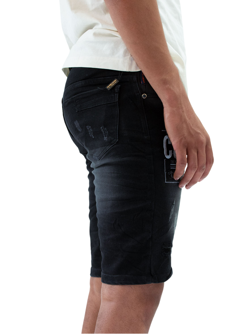 Bermuda Gris Denim Con Bordado y Elasticidad-3