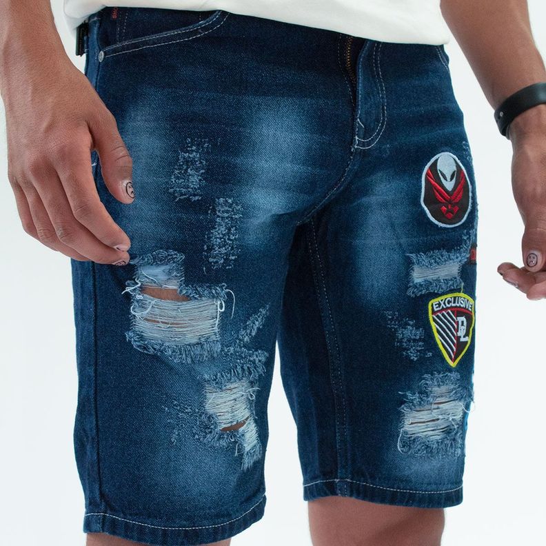 Bermuda Denim Destroyer y Parches-2