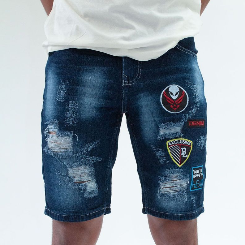 Bermuda Denim Destroyer y Parches-3