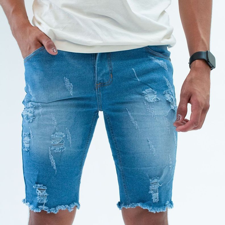 Bermuda Denim Con Elasticidad Para Hombre-3
