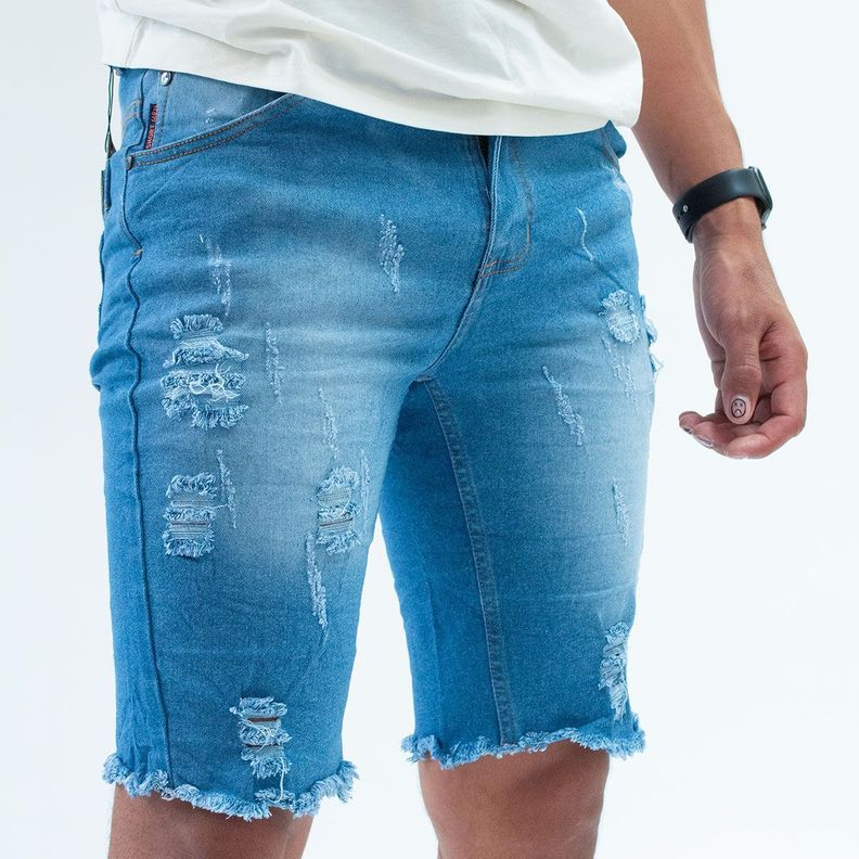 Bermuda Denim Con Elasticidad Para Hombre-0