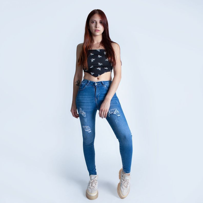 Jean Mujer Skinny Tiro Alto-0