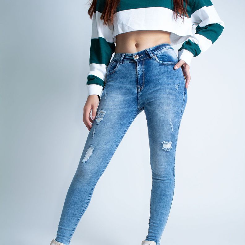 Jean Mujer Skinny Tiro Alto-0