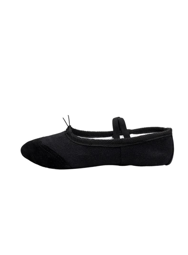 Zapatillas de Ballet Negras Danza Yoga Pilates Lona Suela Dividida Niñas Adultas-0