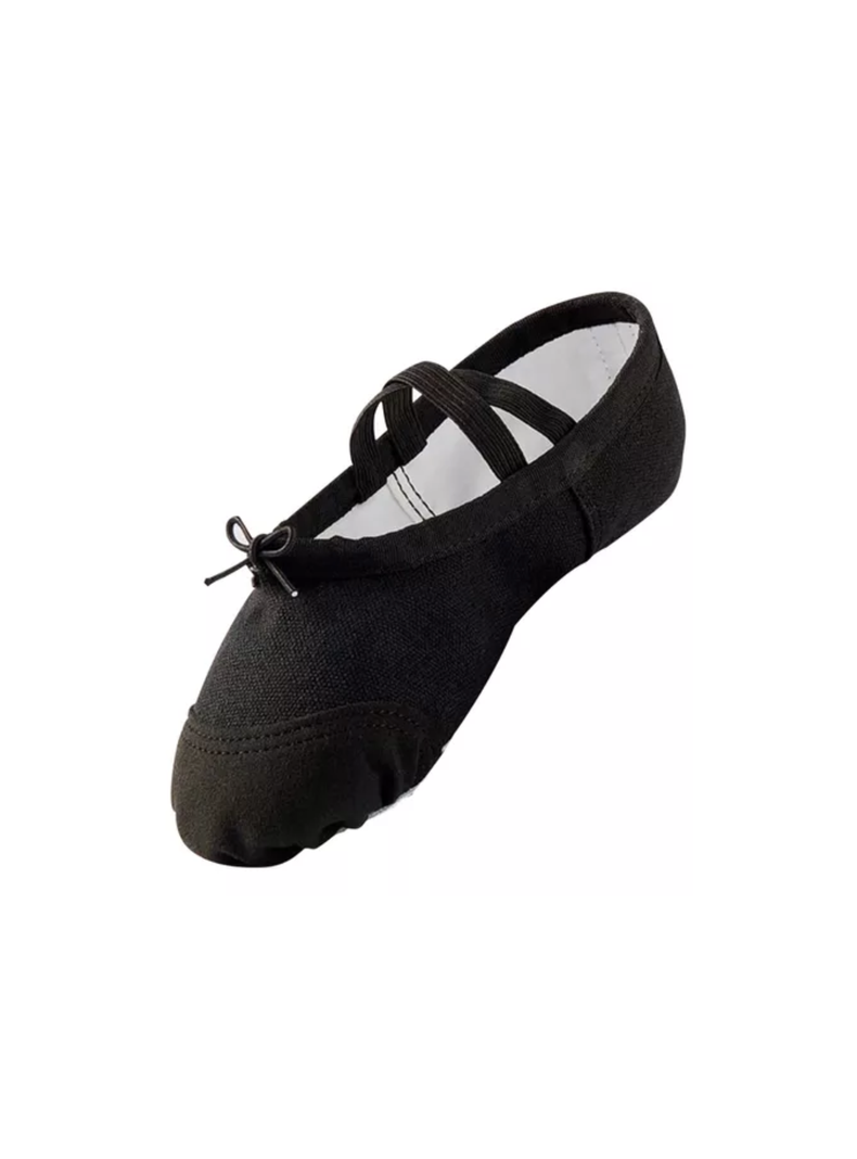 Zapatillas de Ballet Negras Danza Yoga Pilates Lona Suela Dividida Niñas Adultas-1