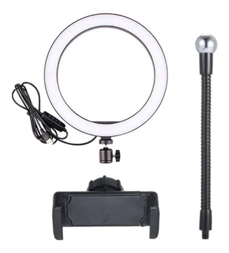 Aro Luz Led Regulable 26cm Con Soporte Para Teléfono Flash-1