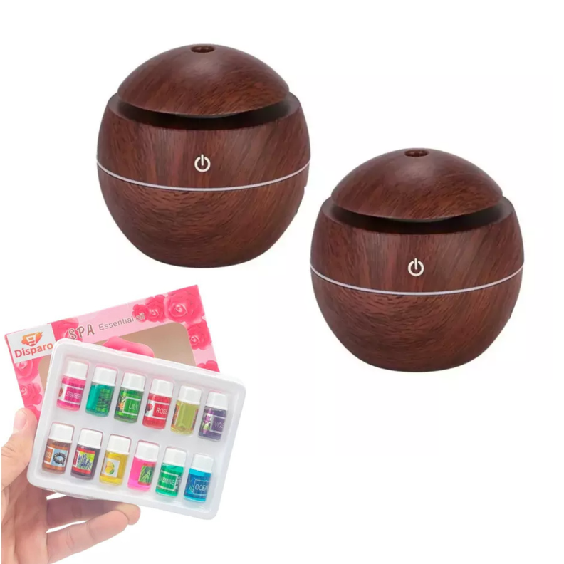 Pack 2 Humidificador Aromatizador Oscuro Led + 12 Esencias-0