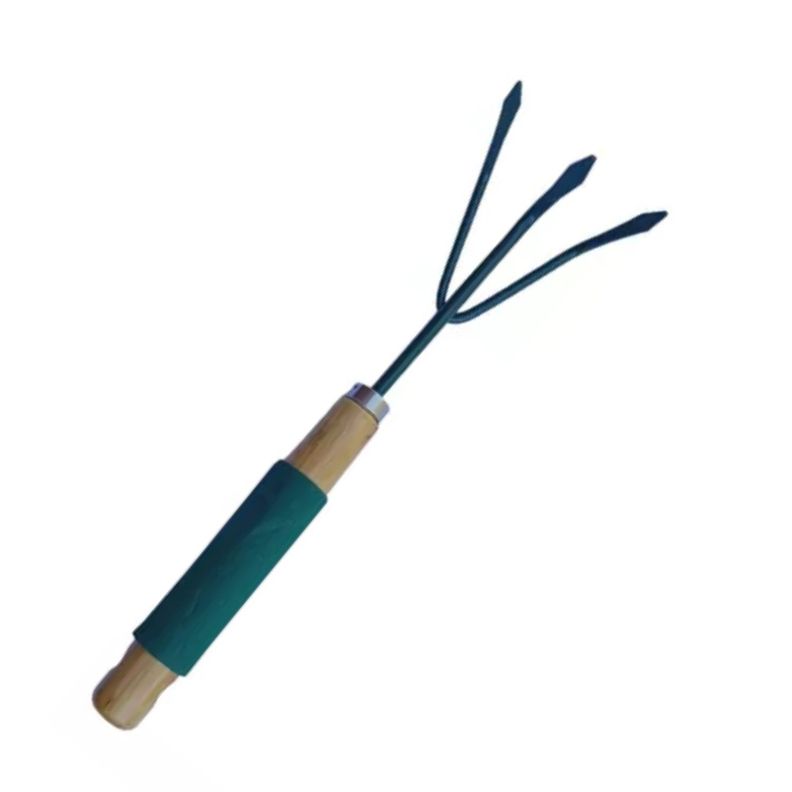 Rastrillo Jardinería Manual Mango Madera Herramienta Durable-0