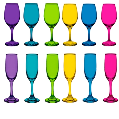 Set 6 Copa Vino + 6 Copas Champaña Rioja Full Color Cristar-0