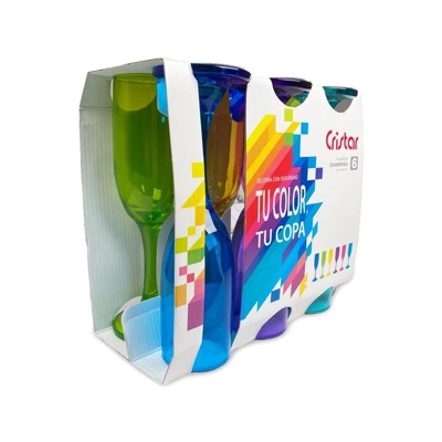Set 6 Copa Vino + 6 Copas Champaña Rioja Full Color Cristar-3