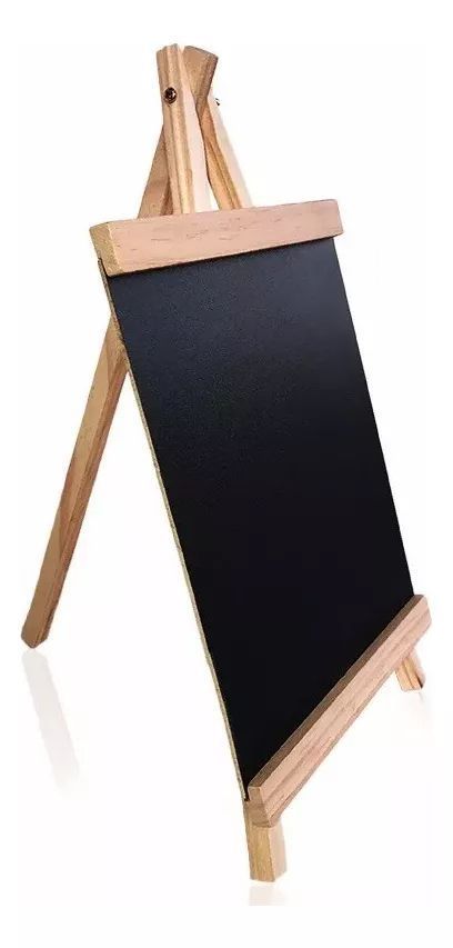 Pizarra Negra De Tiza Con Atril De Madera Tipo Caballete 25x48-0