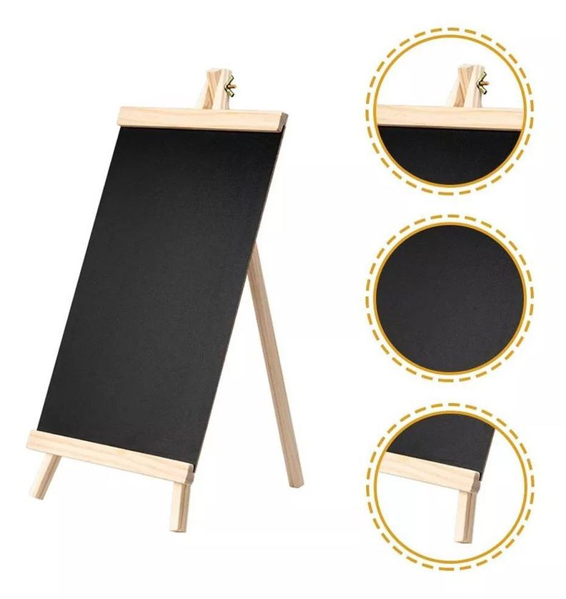 Pizarra Negra De Tiza Con Atril De Madera Tipo Caballete 25x48-2