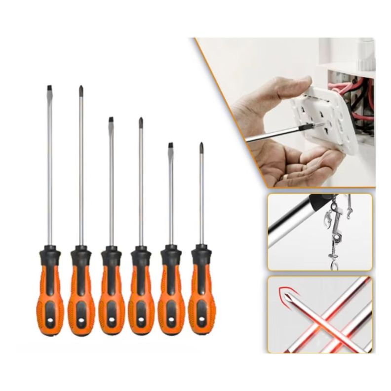 Set Juego Destornilladores 6 Pzas de 150mm Punta Cruz Paleta-3