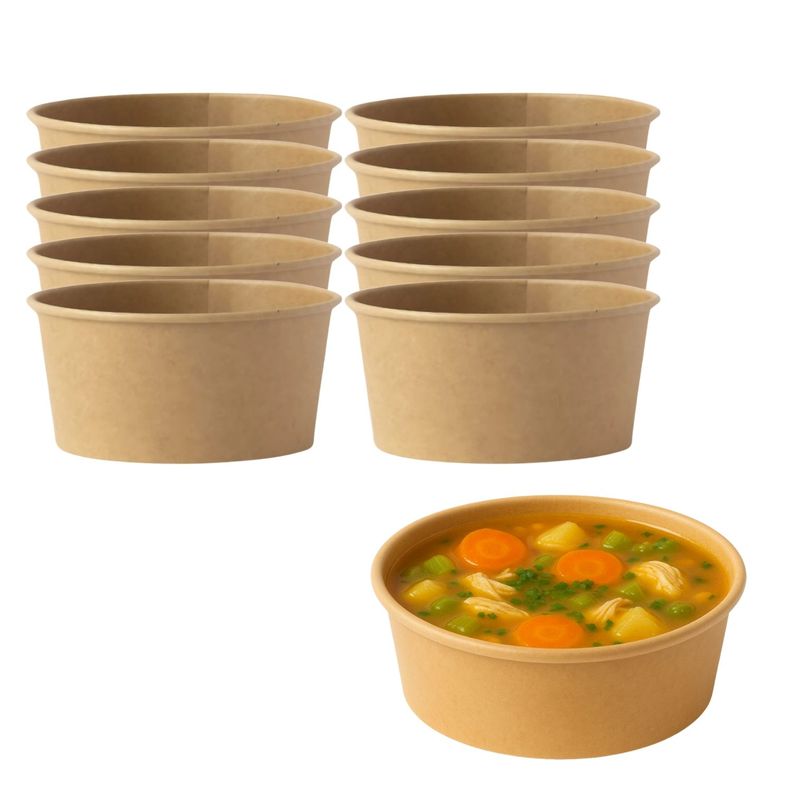 Set 20 Envases Para Sopa Kraft 177mL 6oz Comida Desechable