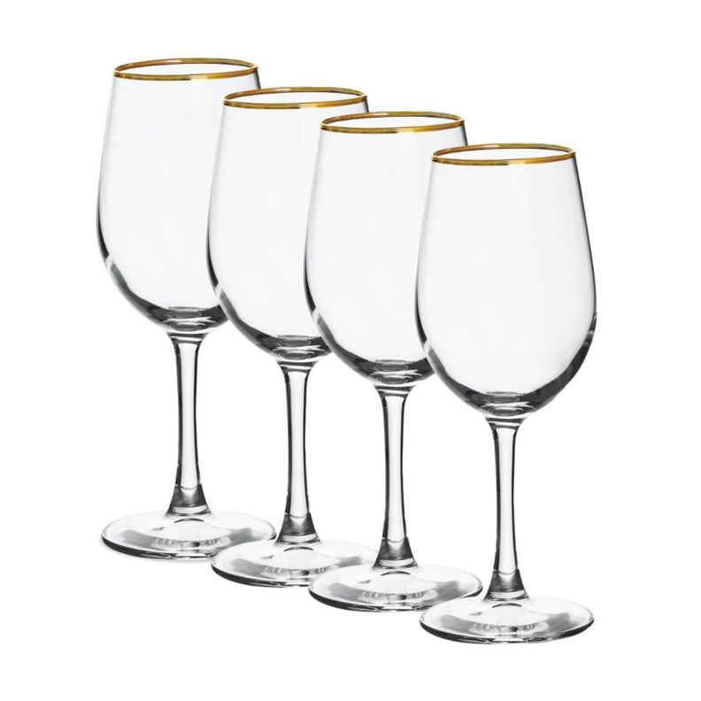 Set 4 Copas Borde Dorado Para Vino 320mL Allegra