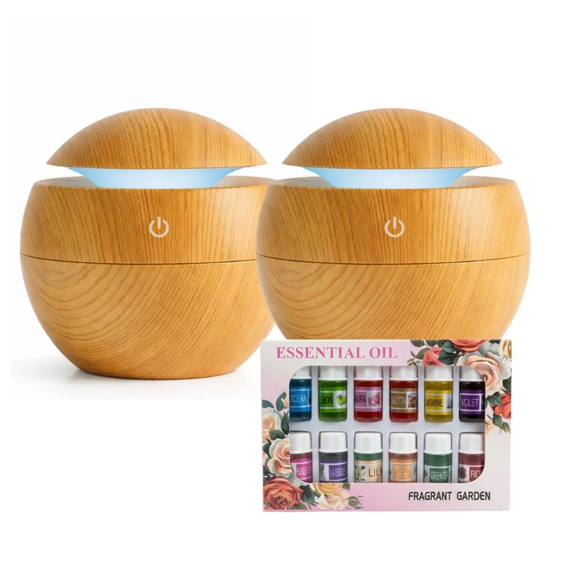 Pack 2 Humidificadores 12 Escencias Aspecto Madera Claro Relajacion