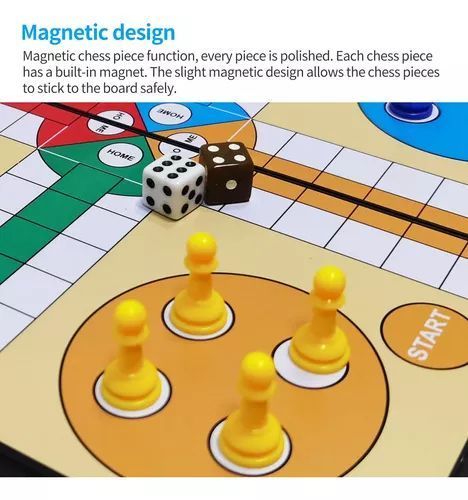 Ludo Magnetico Juego Mesa Clásico Educativo Tablero 14x27,5x4,3-3