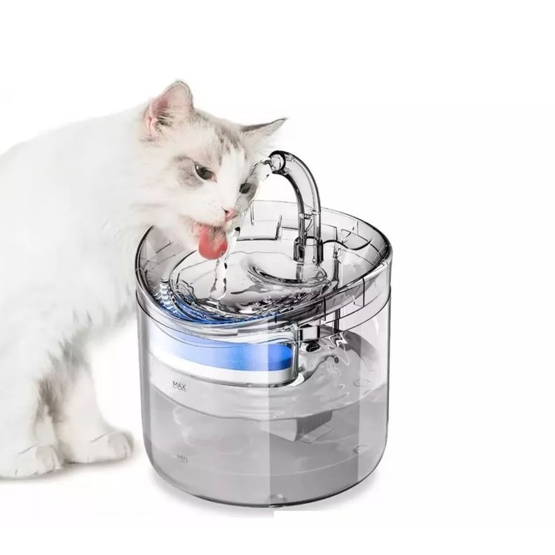 Fuente Agua Automática Mascotas Transparente 2L Silenciosa-1