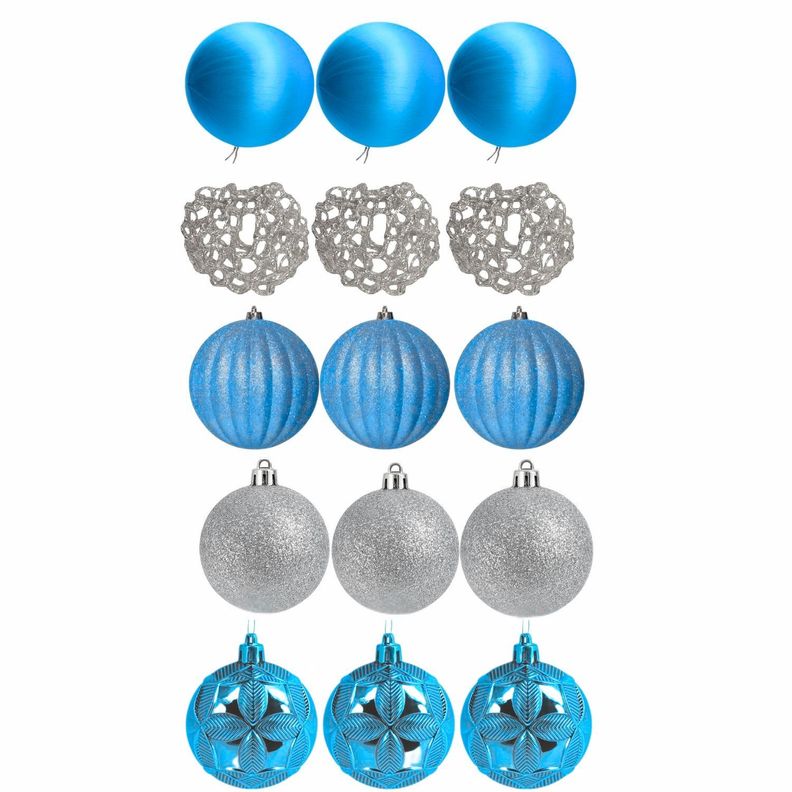 Set 15 Bambalinas Adornos Navideños 6cm Decoración Esferas