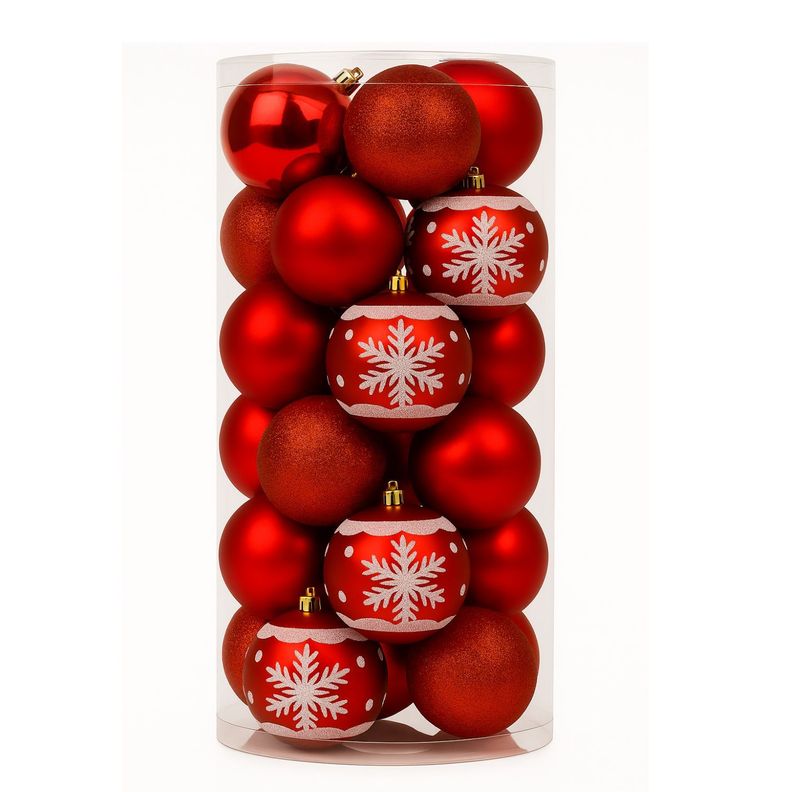 20 Bambalinas Navideñas Adorno 6cm Rojo Esfera Decoración