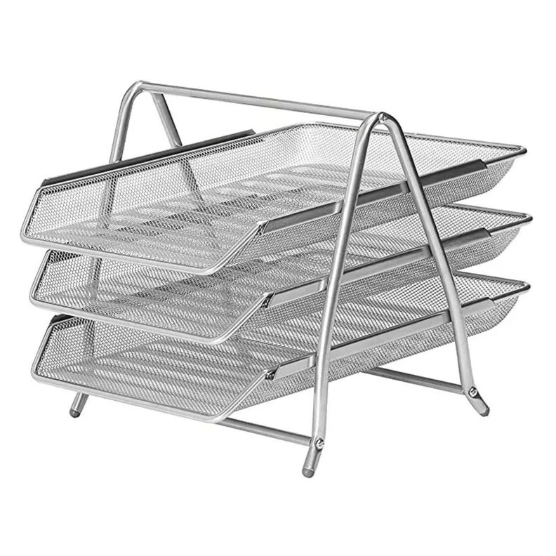 Organizador Escritorio Metálico Bandejas Apilables Oficina-0